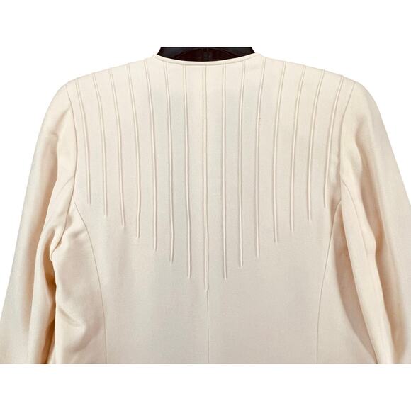 Vintage Valentino Miss V Coat Womens 12 /46 Cream Pleated Front Pockets Timeless - Picture 6 of 16